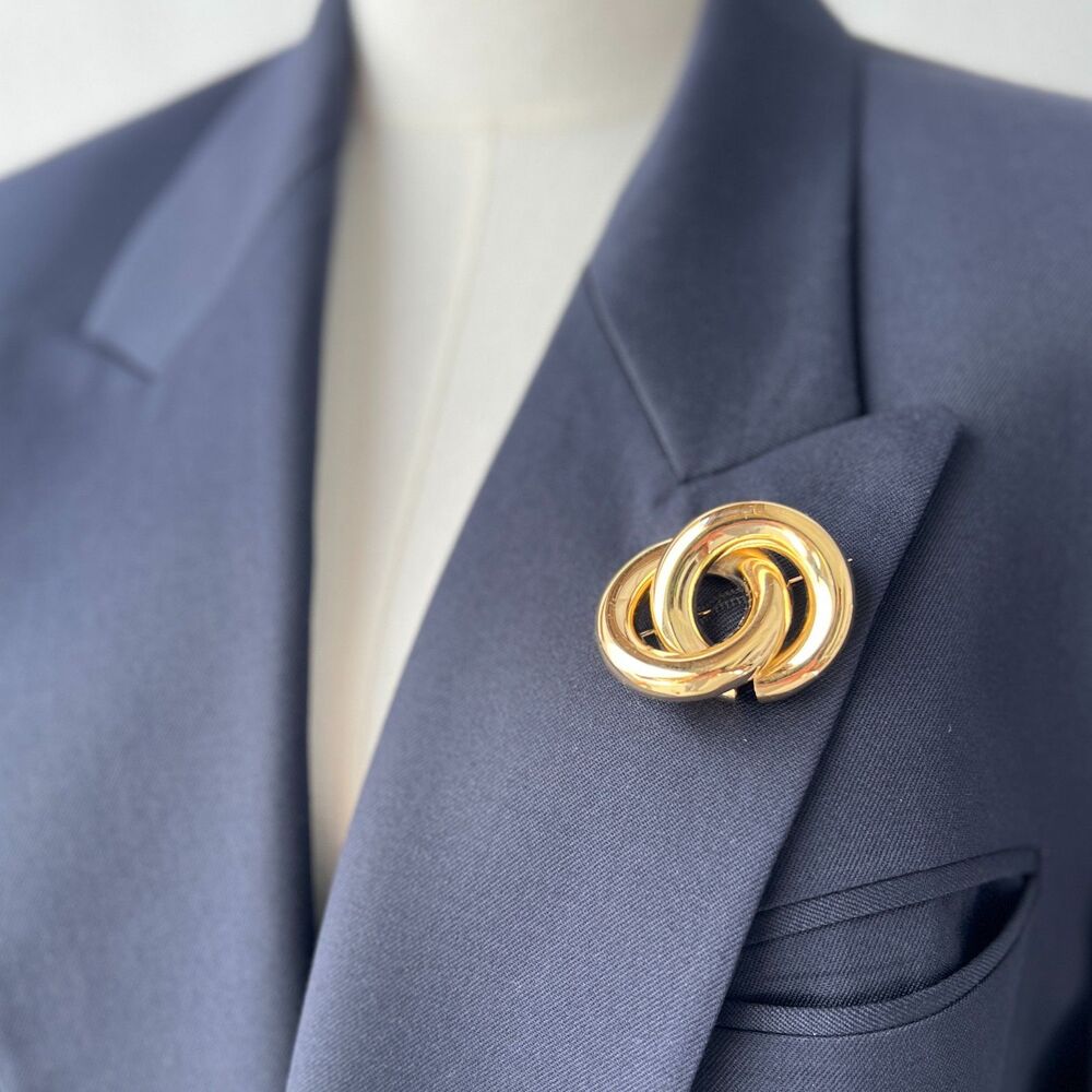 Vintage Bijoux Cascio Gold Torsade Knot Brooch Pin (SIGNED) Italian Couture